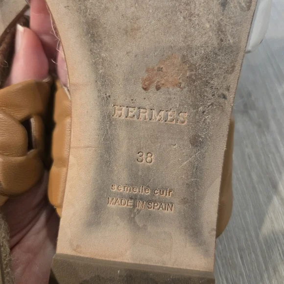 HERMES Gwen Espadrilles Sandals Slides Size 38 - Picture 7 of 8